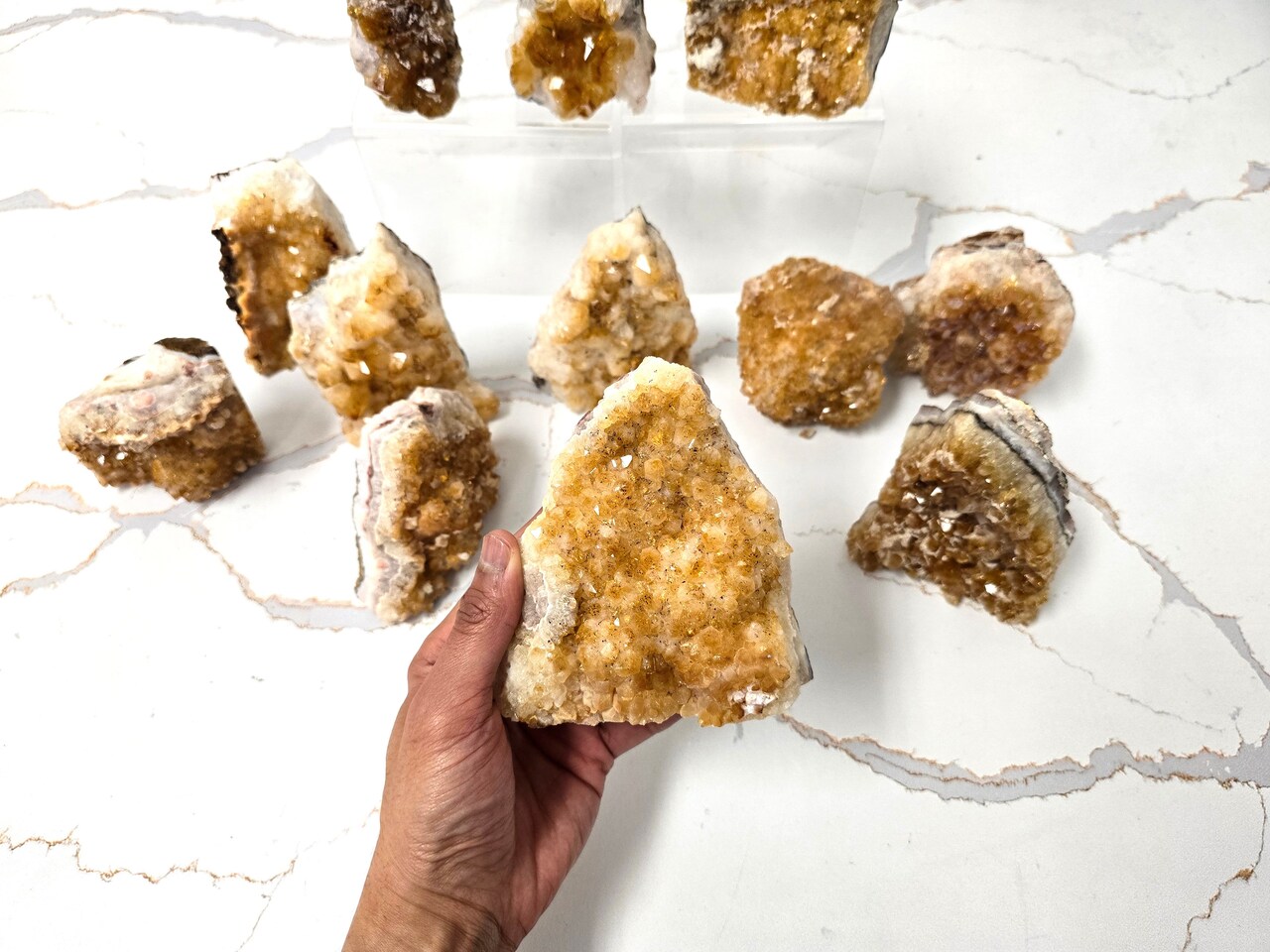 Citrine Crystal Cut Base Free Standing Geode for Display & Healing